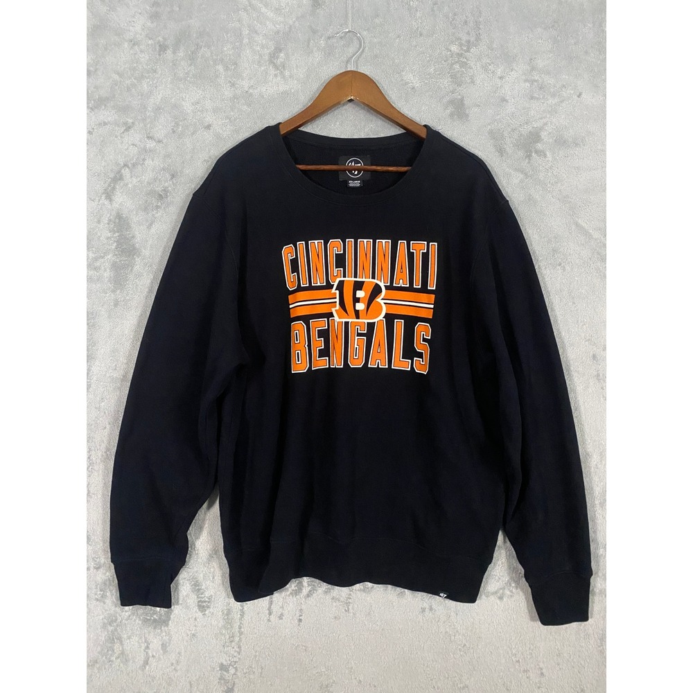 Cincinnati Bengals 47 Brand Sweatshirt XXL Black NFL Crewneck Gameday Sportswear